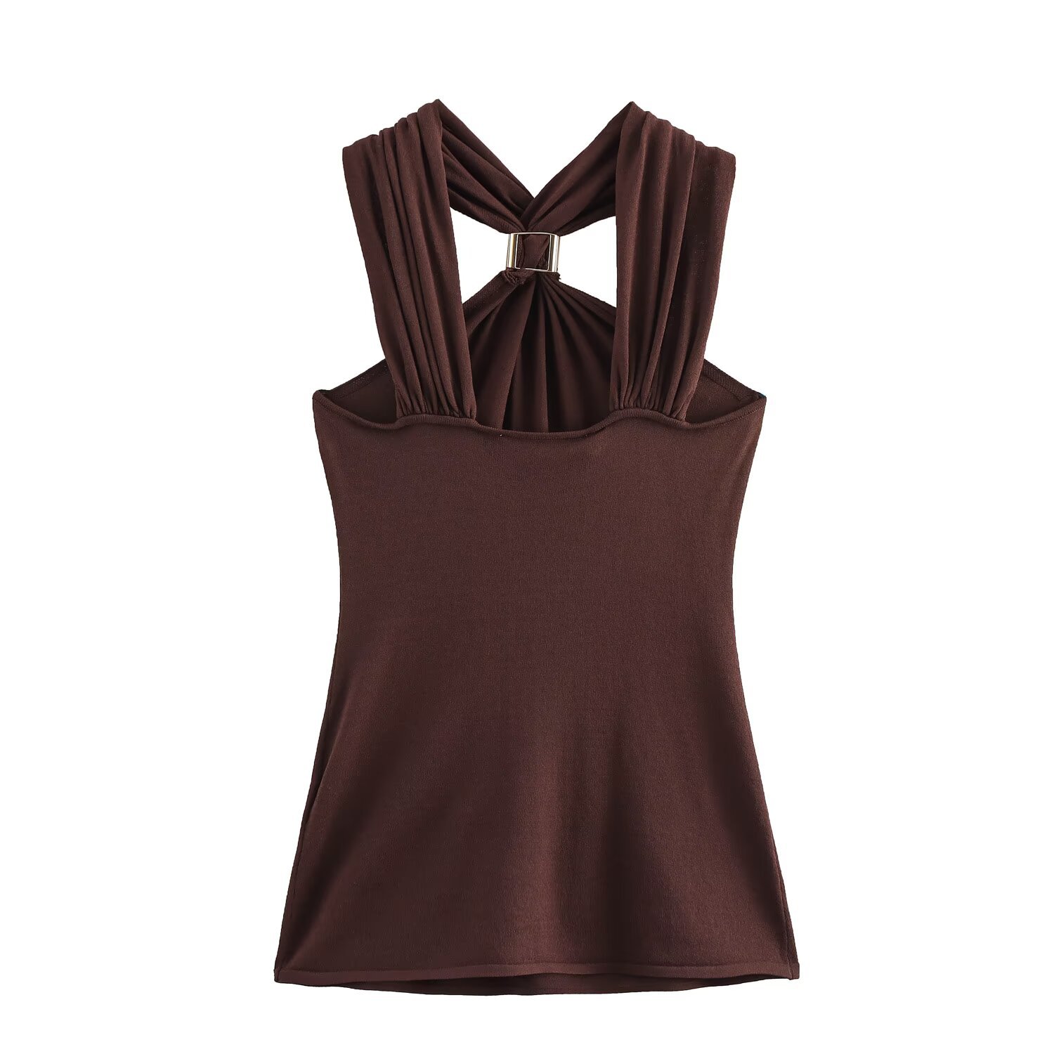 Ladies Tailored Metallic Trim Cowl Tank Top