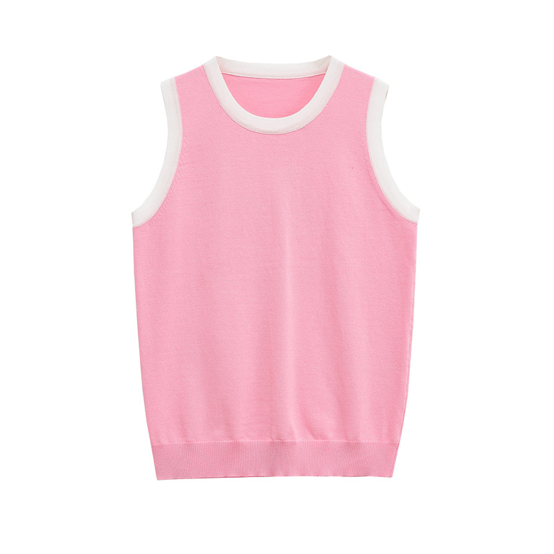 Open Front Sleeveless Polyester Sweater