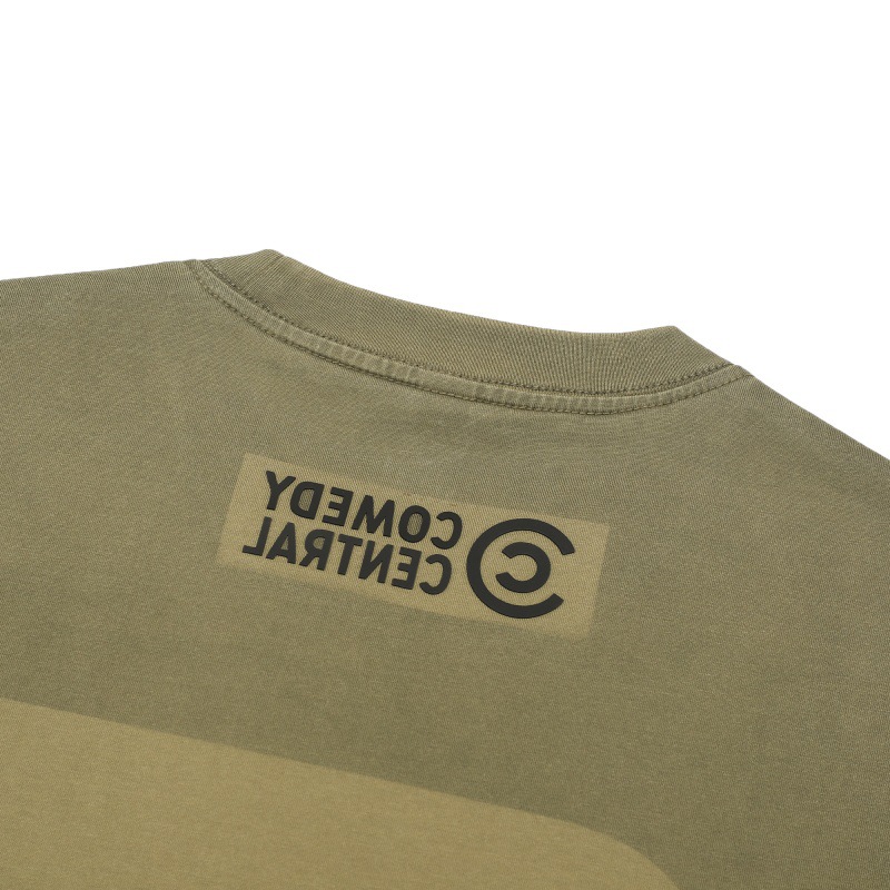 Washed and distressed letter print design with small neckline and short sleeved T-shirt