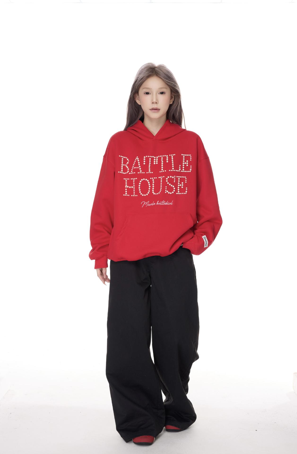 Cotton Urban Alphabet Beaded Hoodie