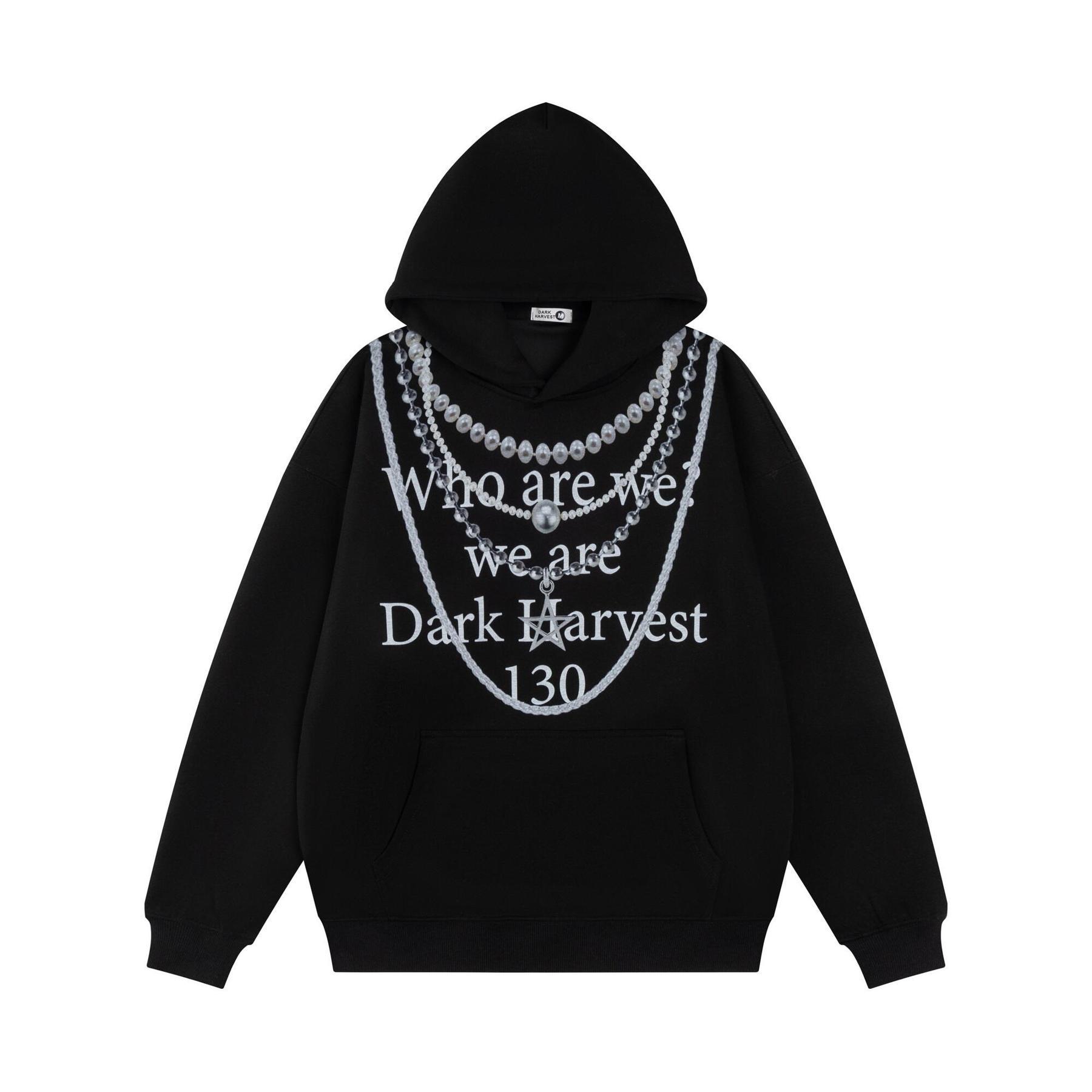 Milk Silk Dangling Beads Graphic Hoodie