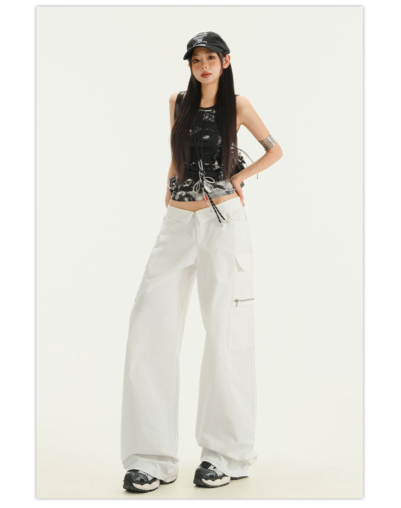 Women's White Work Pants Jazz Dance Sports Casual Trousers