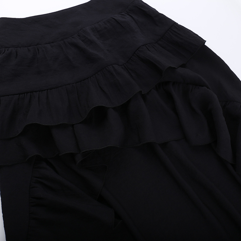 Sultry Deep Retro Draped Solid Polyester Skirt