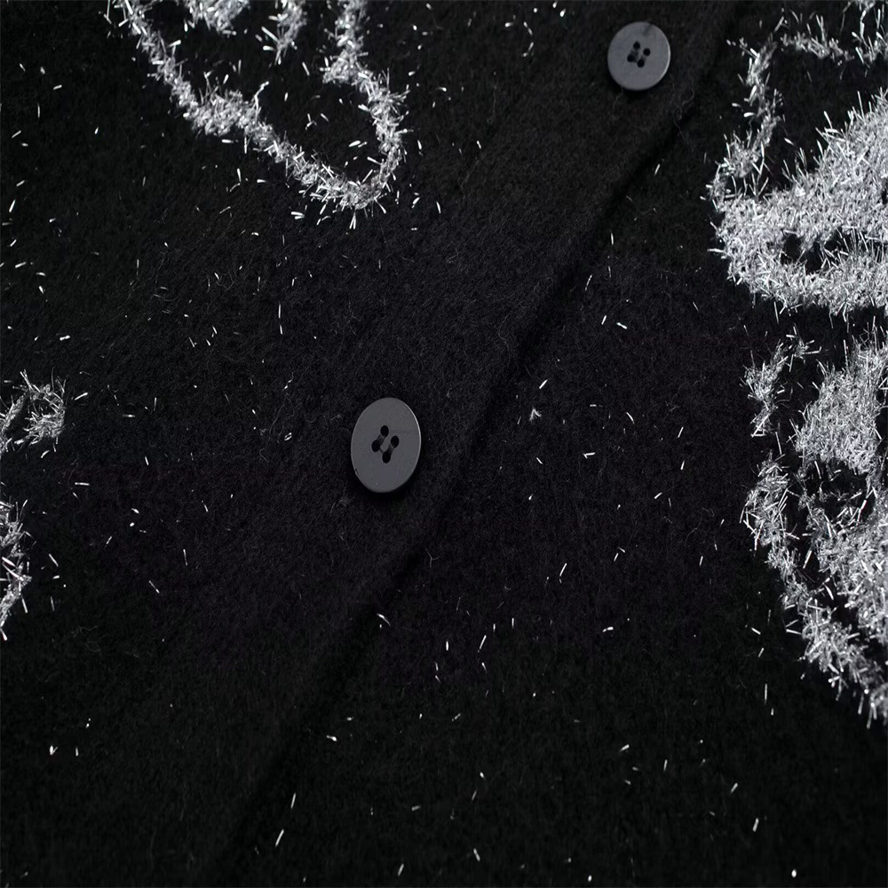 Plain Polyester Button-Up Sweater