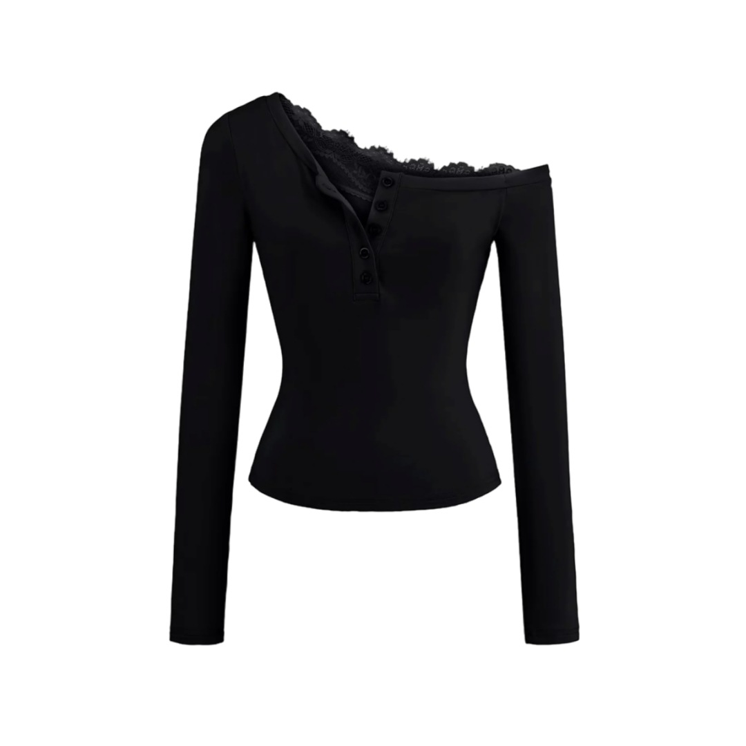 Ladies Plain Fitted Wrist-Length Angled Neck Tee