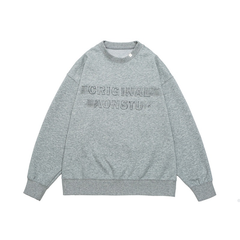 Cotton Blend Oversized Crew Alphabet Hoodie Long Sleeve