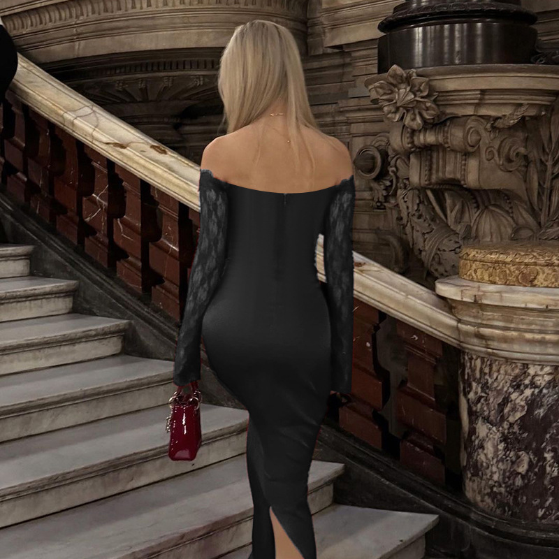 Single Strap Mock Neck Bodycon Dress