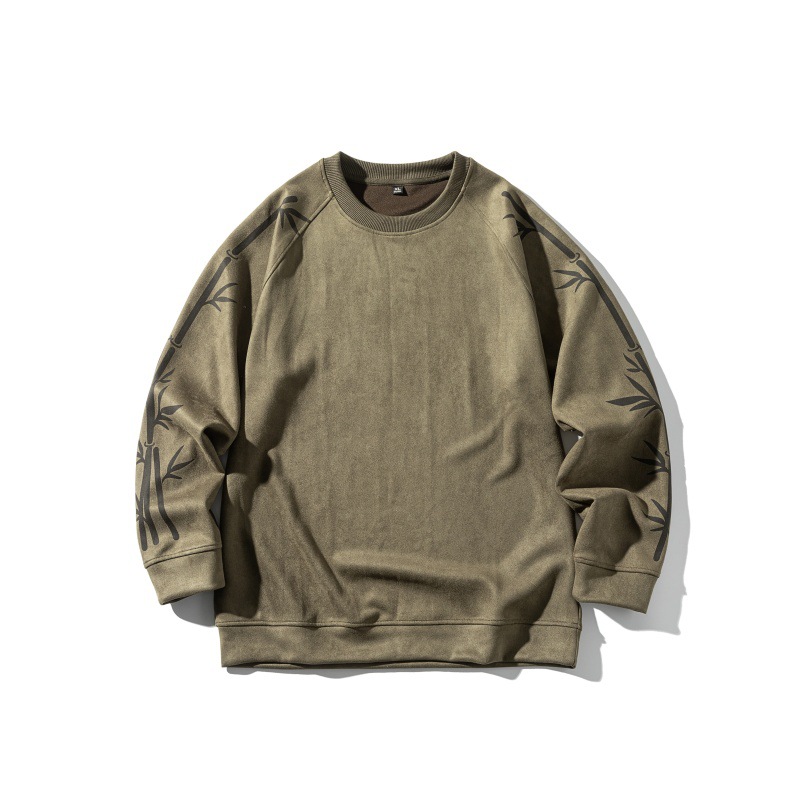 Relaxed Round Neck Botanical Design Sweatshirt