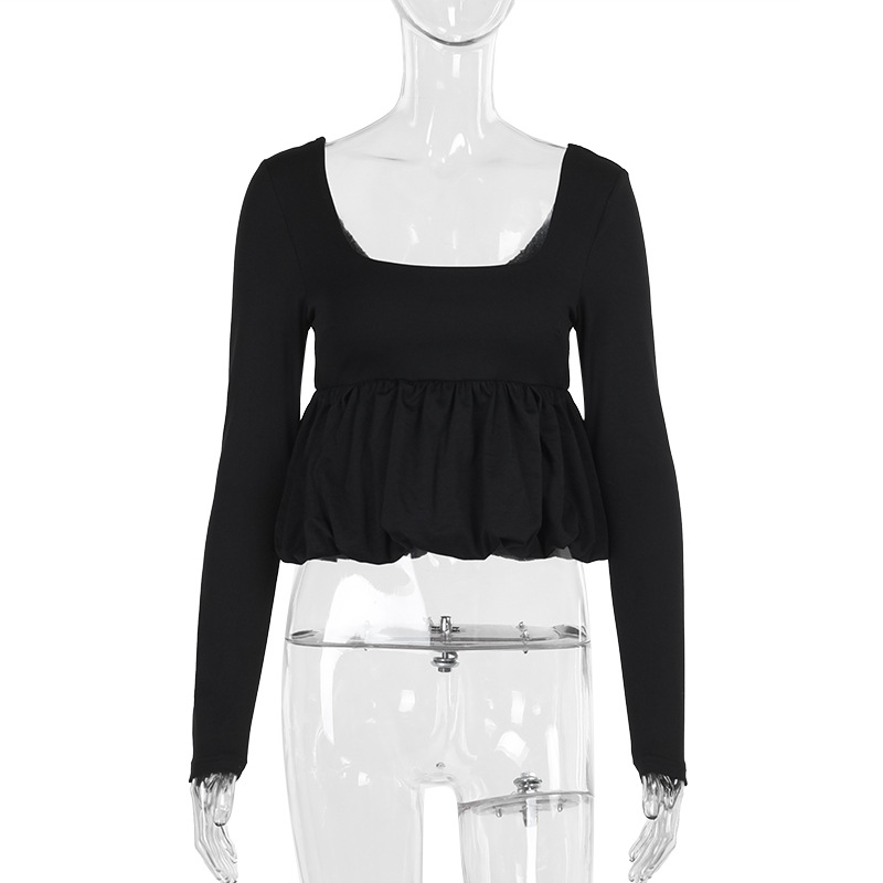 Sleek Scoop Collar Full Sleeve Blossom Print Top
