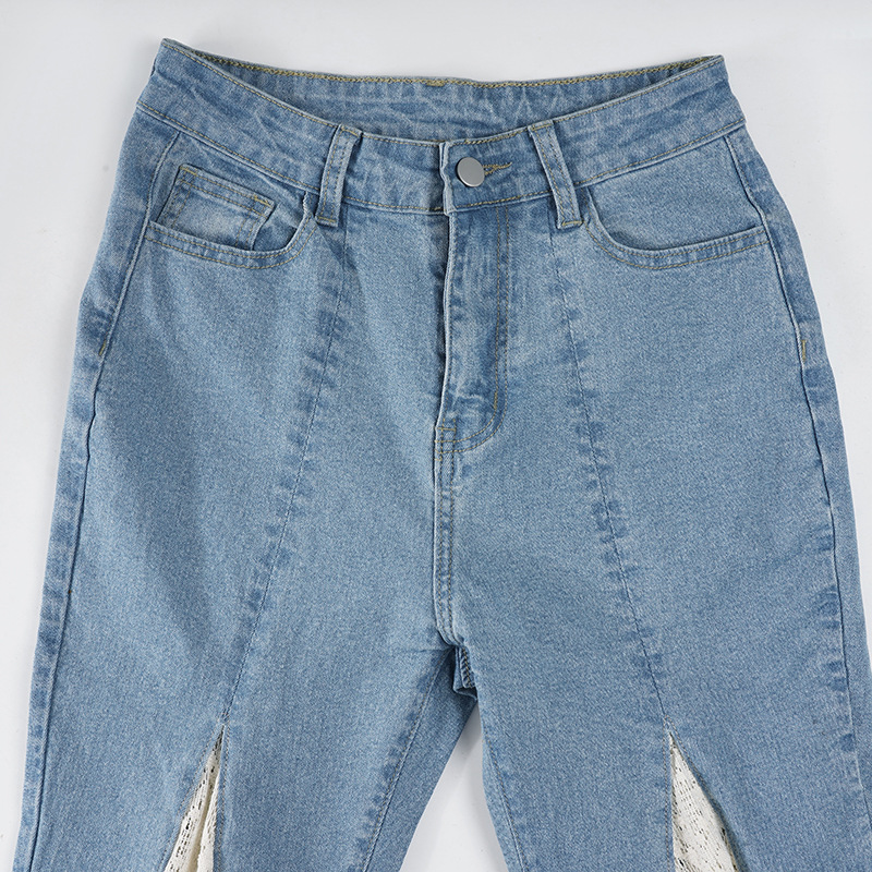 French versatile lace patchwork retro flared pants