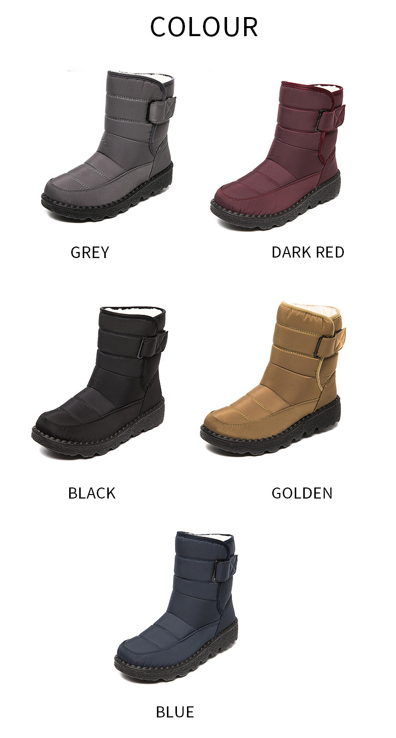 Winter New Snow Boots Women's High Top Waterproof Cotton Shoes Casual Short Tube Plush Plus Large Cotton Boots 43 Amazon