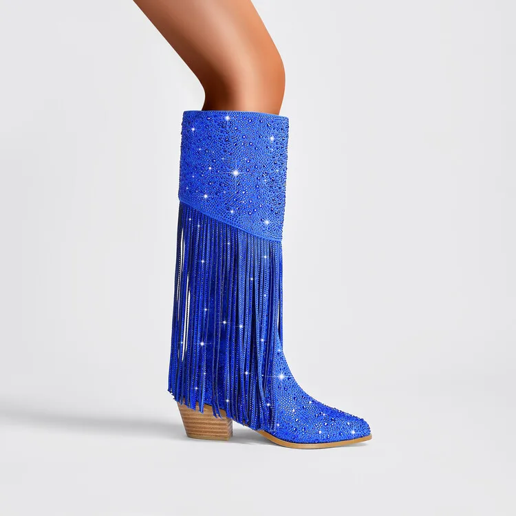Ladies Rubber Tall Chunky V-Toe Boots