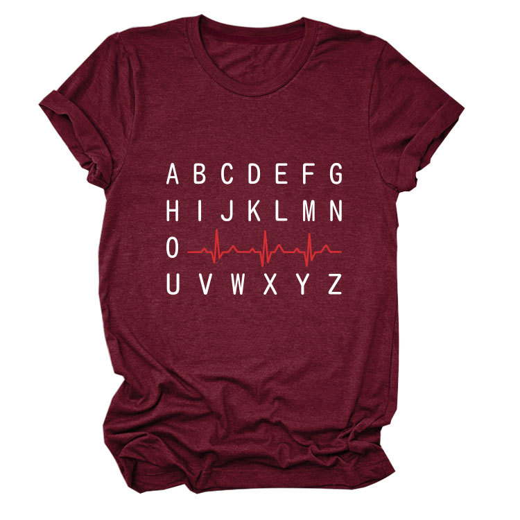 Ladies Geometric Print Round Neck Short Sleeve Tee