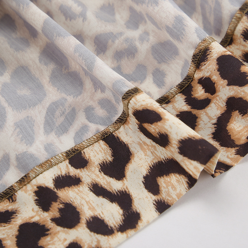 Relaxed Fit Animal Pattern Crewneck Knot Blouse