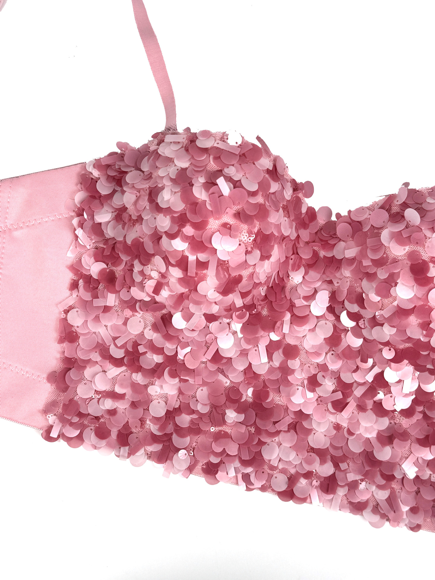 Shiny Sequin Strapless Top Heavy Work Sexy Outerwear Backless Body Shaping Boned Bra Party Performance