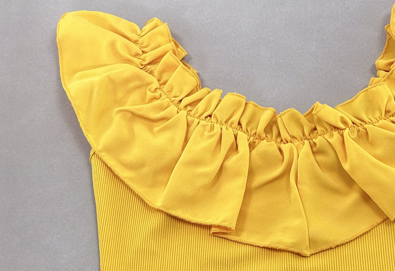 Women's solid color sexy ruffle edge decorative top