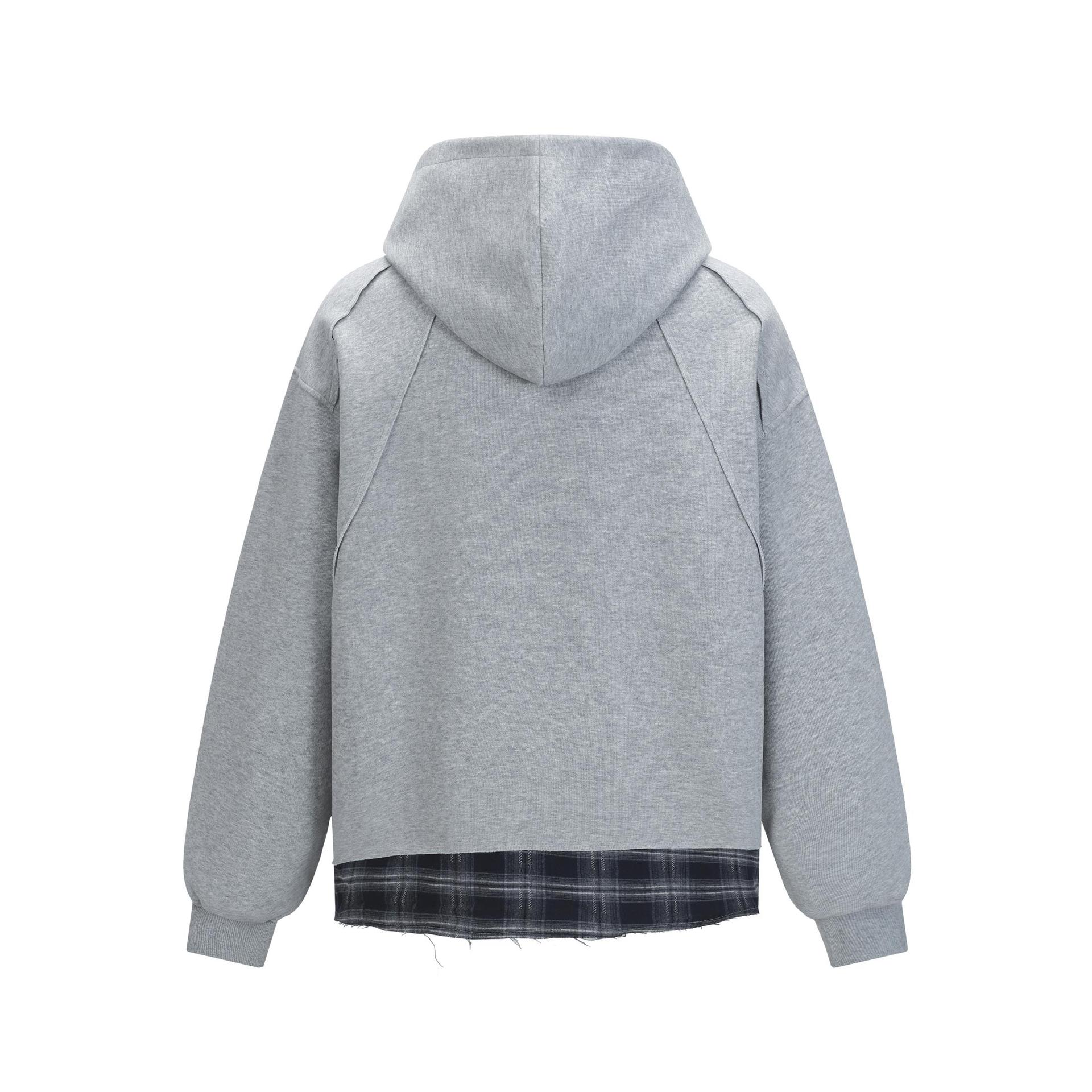 Vintage Asymmetric Checked Layered Hoodie