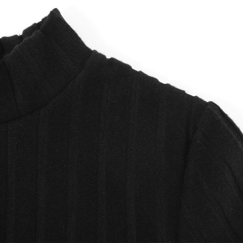 Ladies U-Neck Fitted Barred Dress