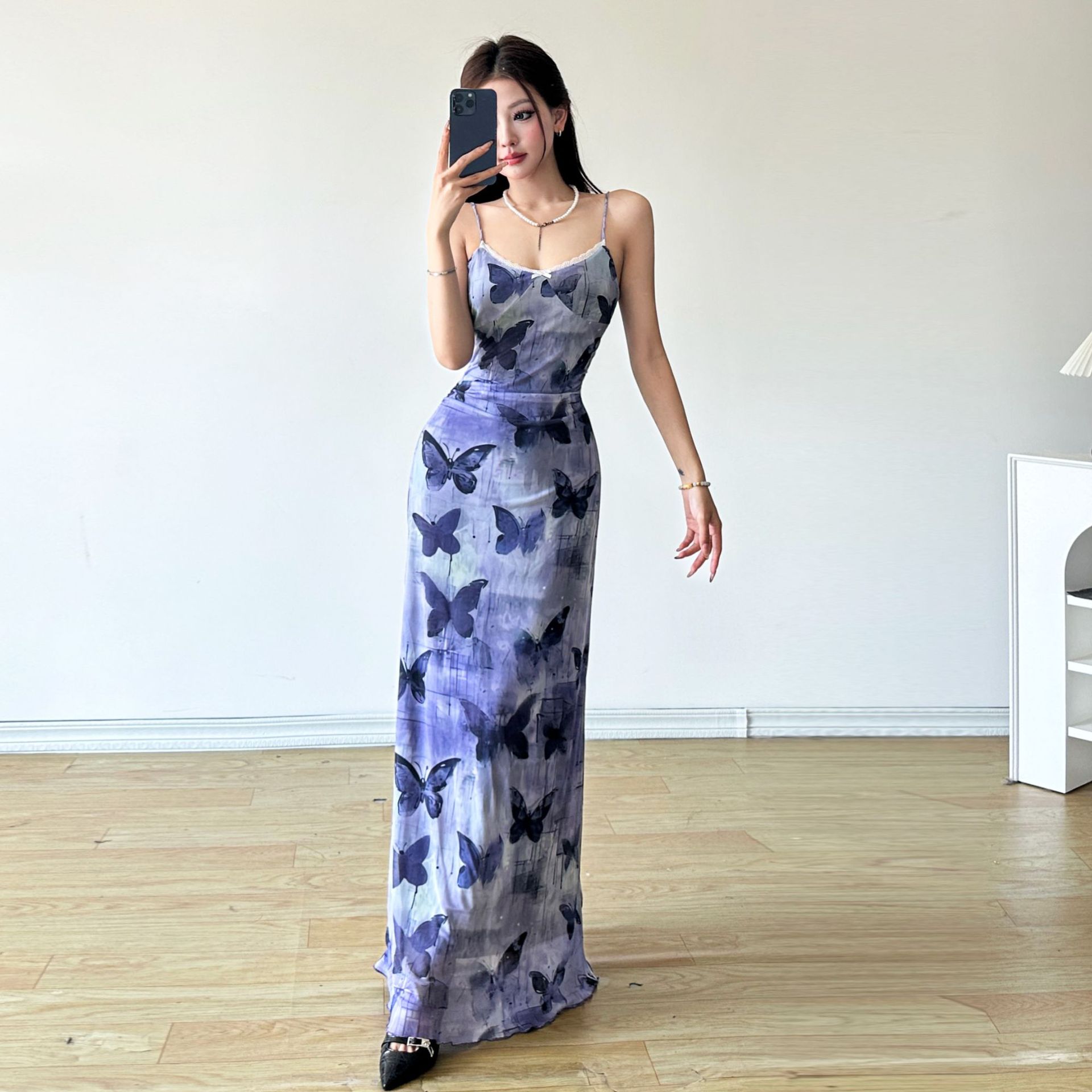 Sophisticated Plunging Sleeveless Long Dress