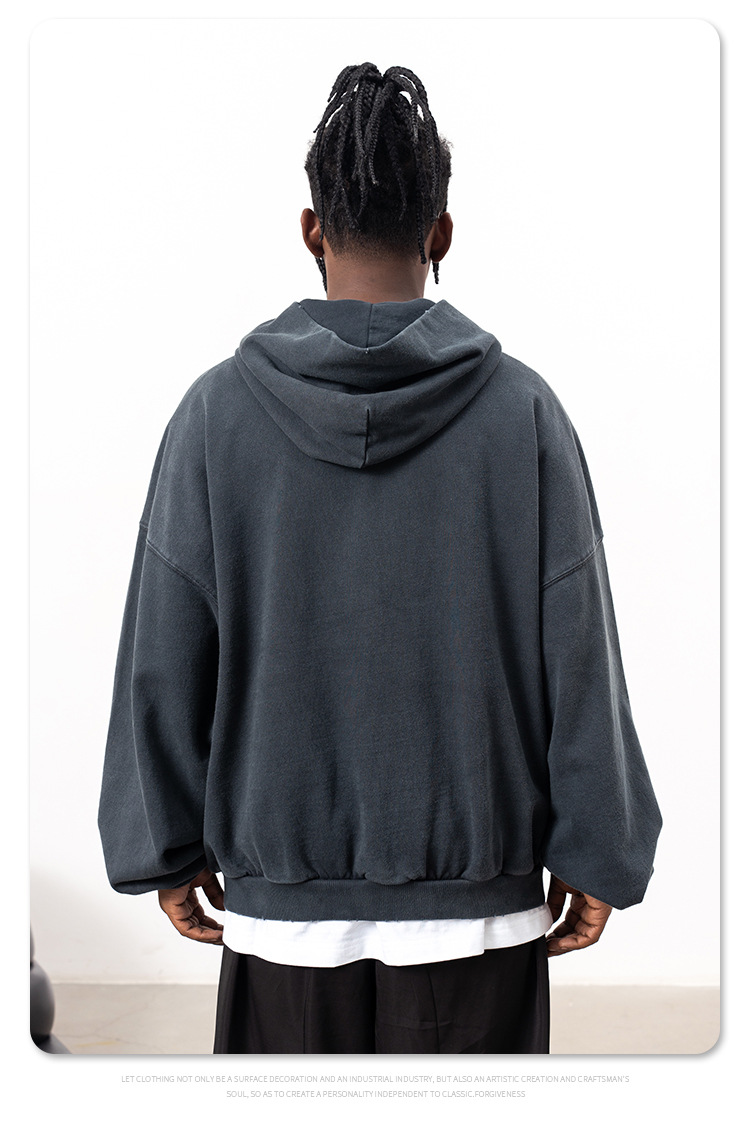 Streetwear Heavy Cotton Aged Torn Hoodie