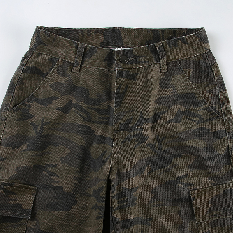 Make old camouflage workwear jeans