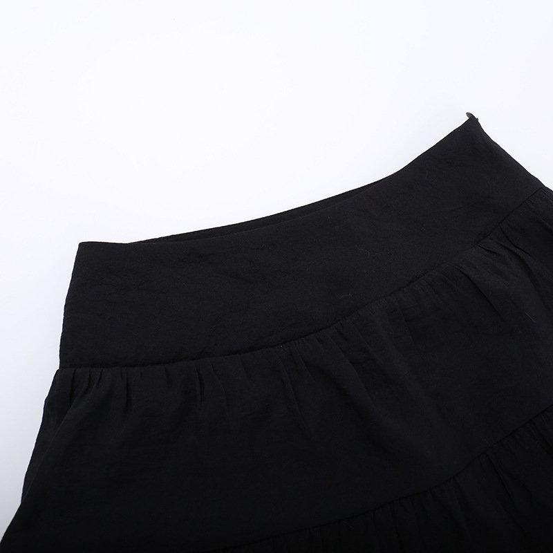 Sultry Deep Retro Draped Solid Polyester Skirt