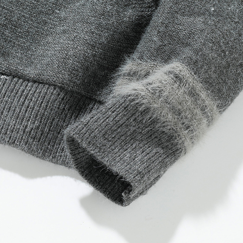 Matching Oversized Furry Trim Jacquard Knit Overcoat