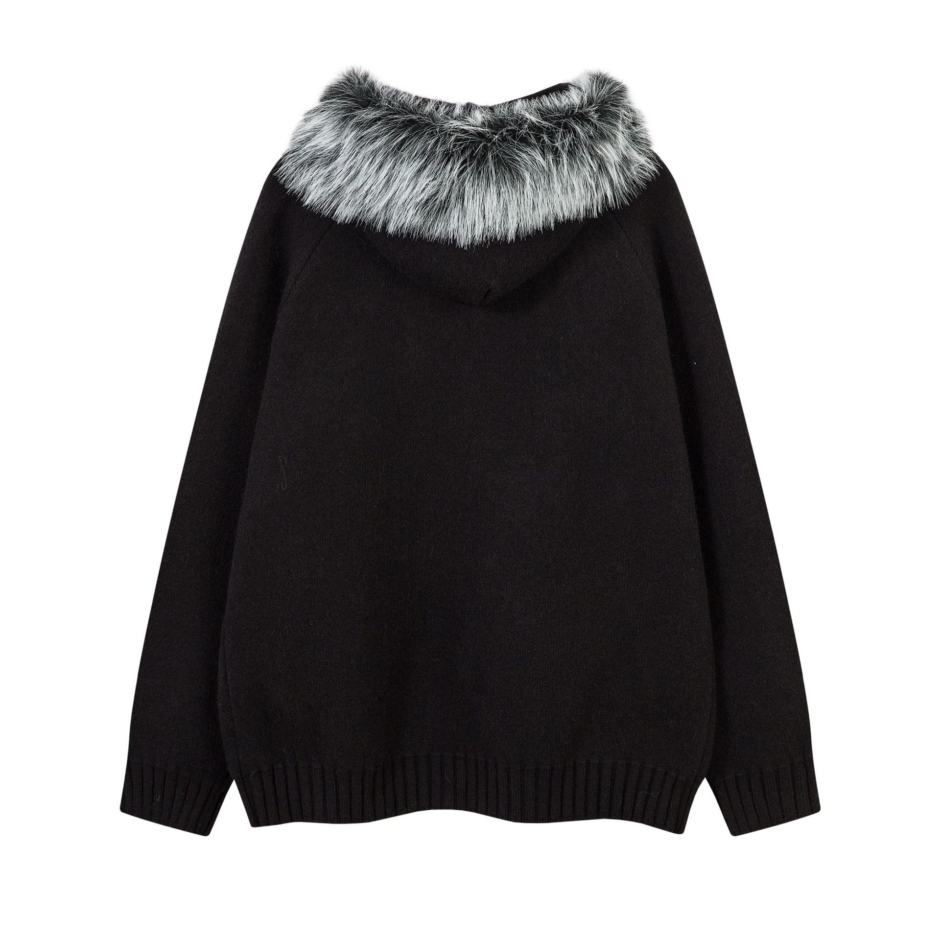 Acrylic Jacquard Long Sleeve Loose Fit Cardigan