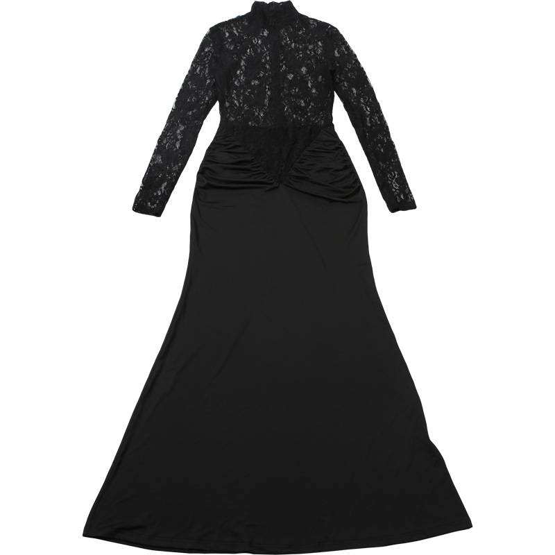 Sheer Cutout Full Sleeve Bodycon Mock Collar Dress