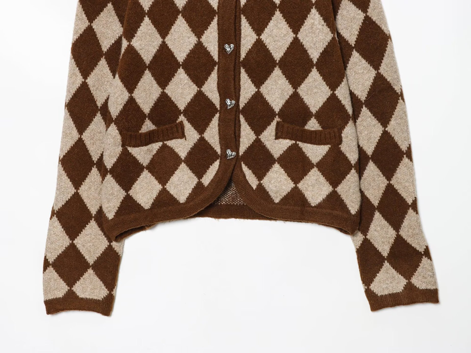 Rhombus Knit Long Sleeve Jacket