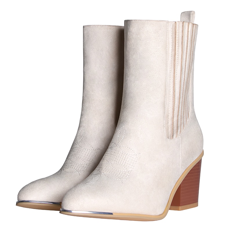 Women Pointed Toe Wedges Ankle Boots Solid Suede Comfortable Female Booties Plus Size 43 Fashion Fall Winter