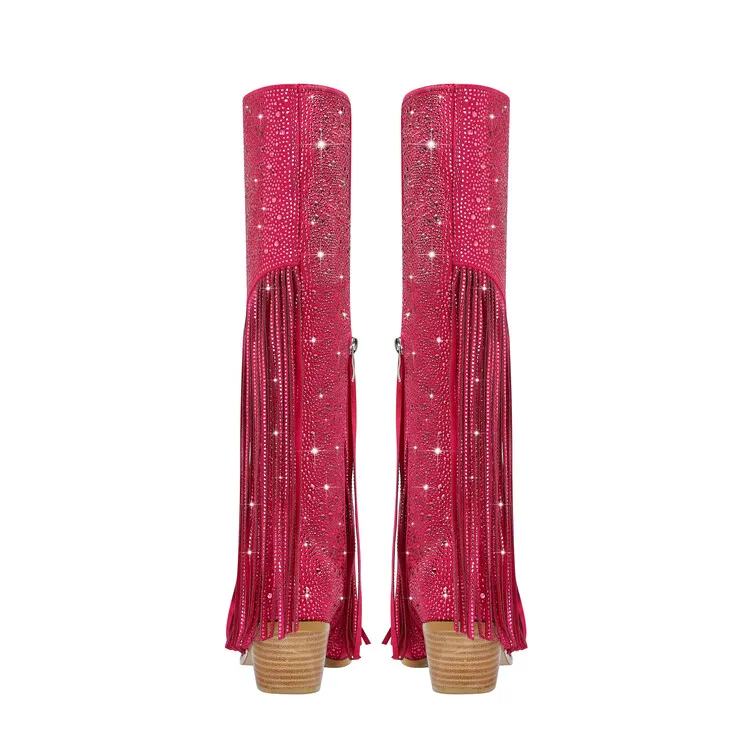 Ladies Rubber Tall Chunky V-Toe Boots