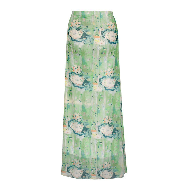 Polyester Patterned Mid-Rise Skirt