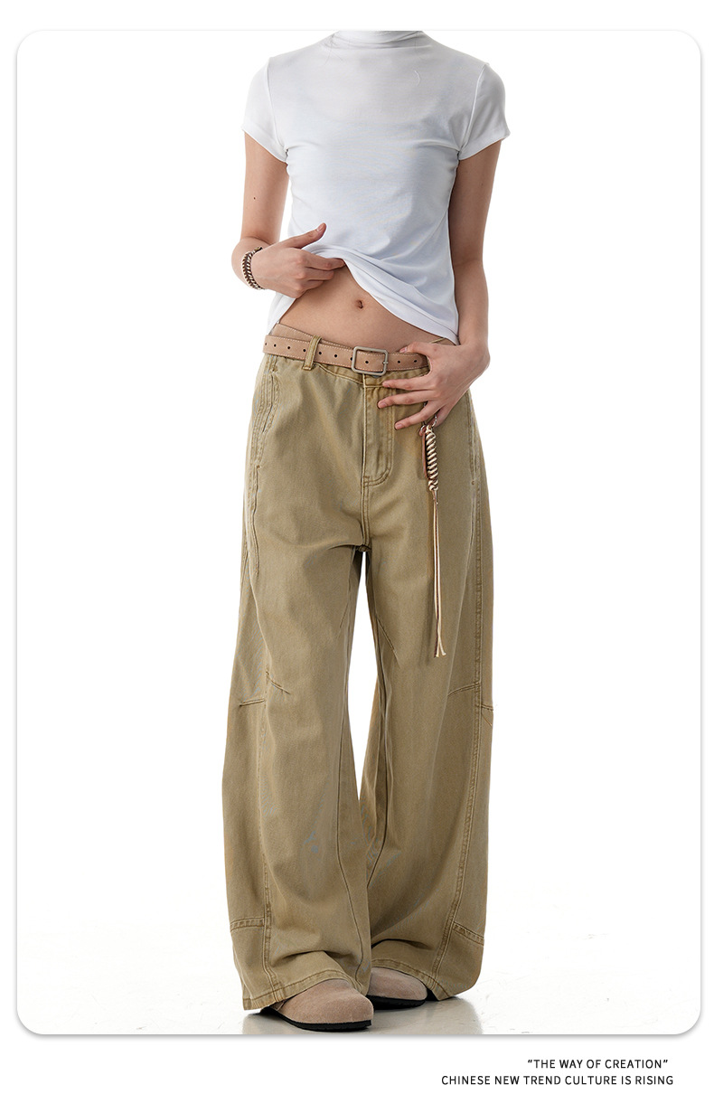 Loose Workwear Casual Pants for Men and Women Design Sense Loose Wide-Leg Straight Trousers