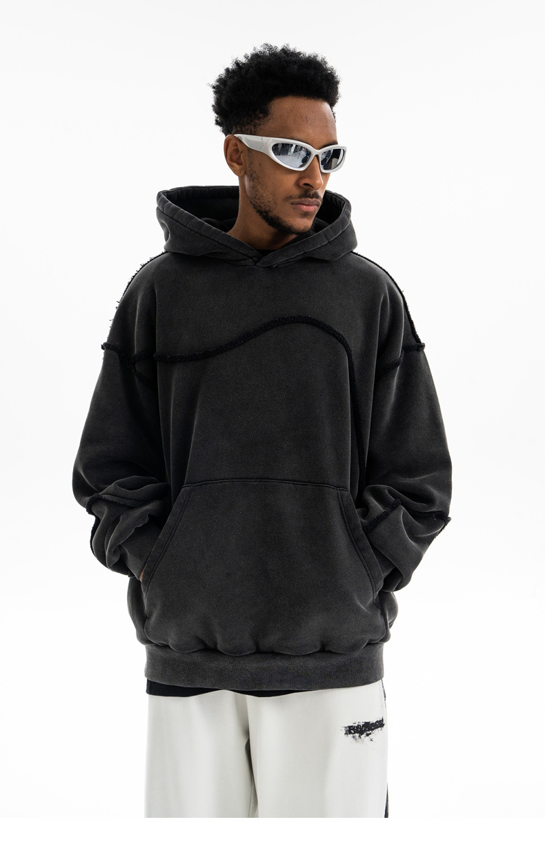 Cotton Paneled Exposed Seam Hoodie