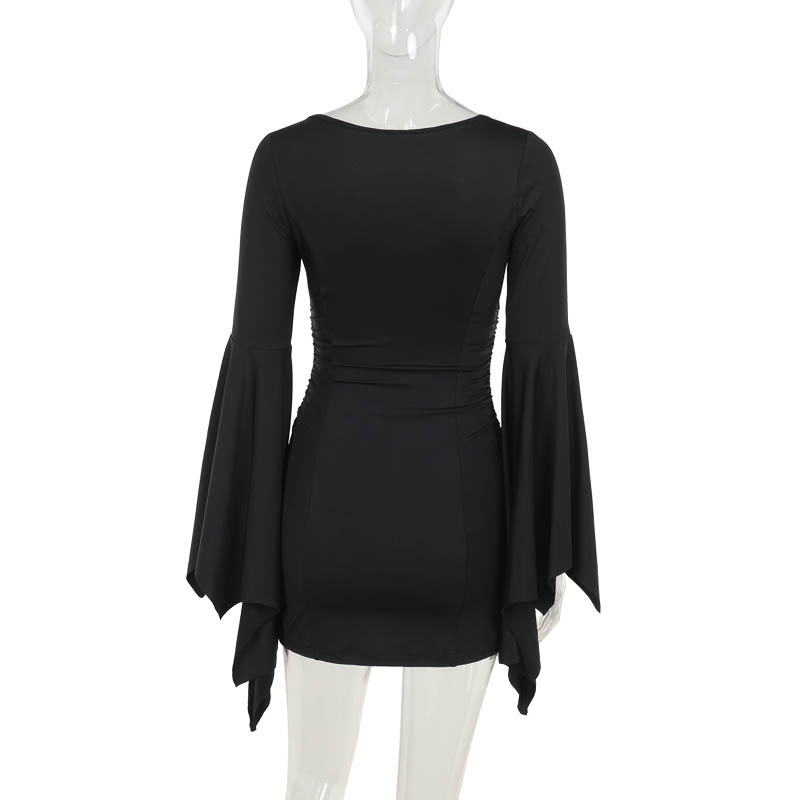 Slim Dolman V-Neck High Waist Short Dress