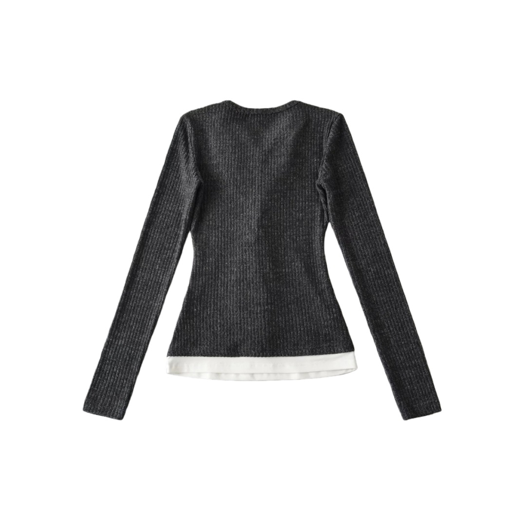 Sexy Dual-Tone Faux Overlay Top