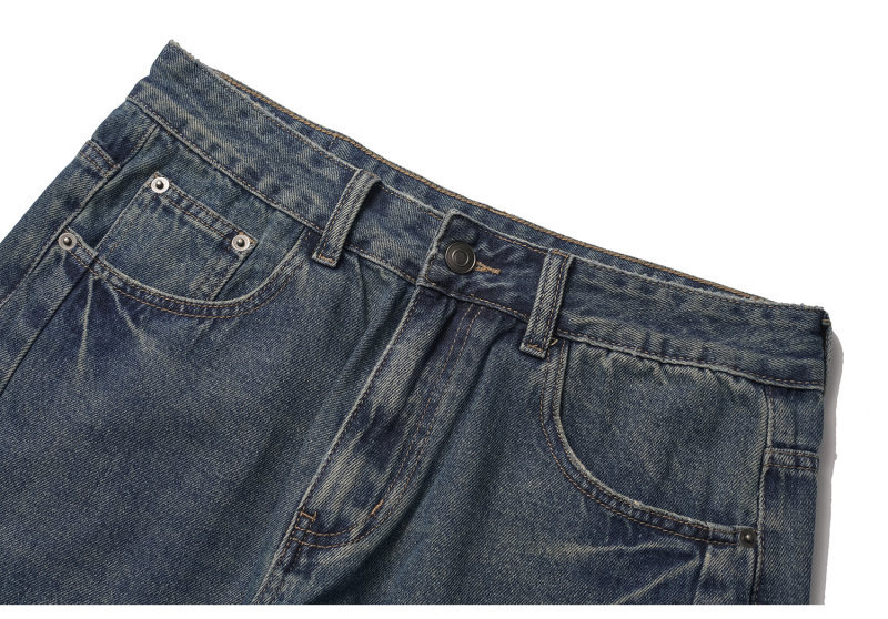 Heavy Washed Panelled Patchwork Loose Wide Leg Knife Cut Denim Pants