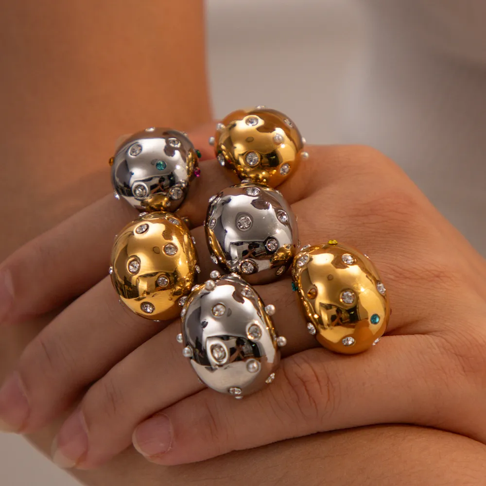 Thick Hollow Brushed Gold-Tone Water-Resistant Ring