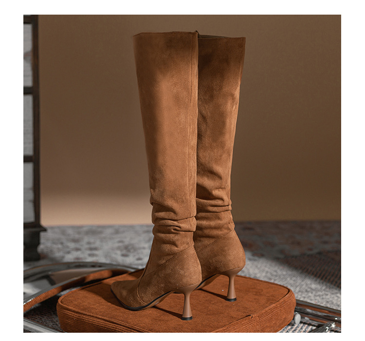 Sexy Women's Knee High Boots Fashion High Heels Pointed toe Black Brown Autumn Winter Warm