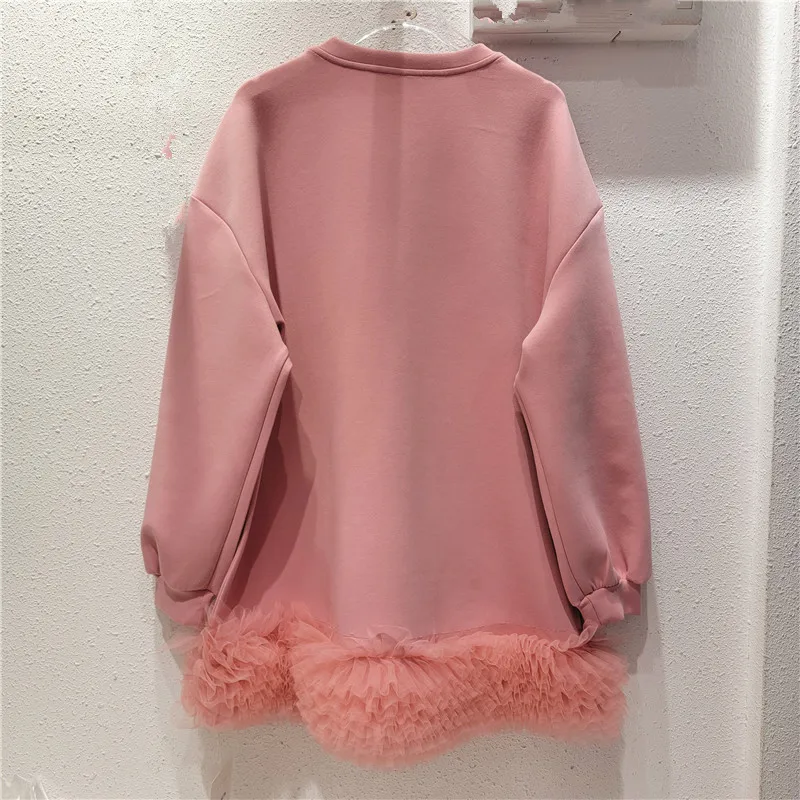 Ladies Rainbow Beaded Hem Crew Sweater