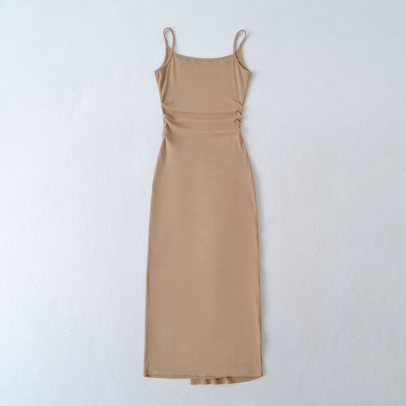 Elastic Waist Knot Design Sweetheart Knit Strap Long Dress