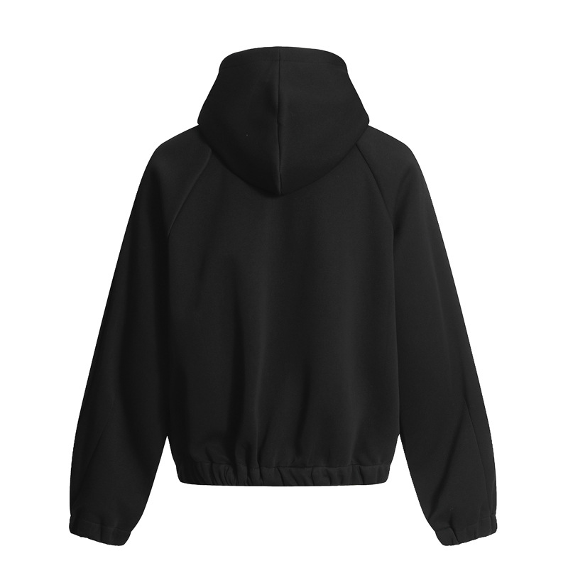 Vintage Plain Hood Pullover Oversized Open Front