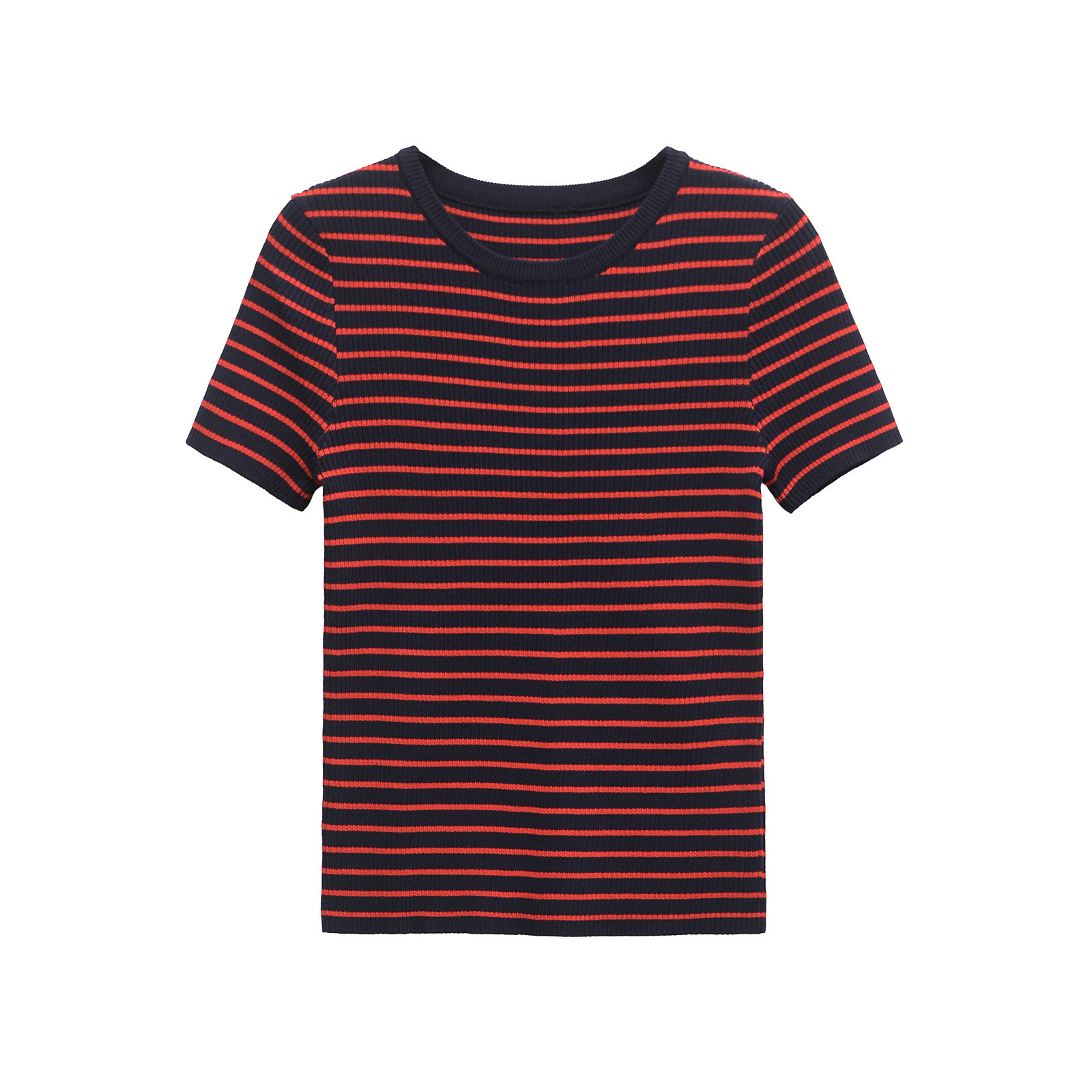 Round Neck Three-Quarter Sleeve Polyester Tee