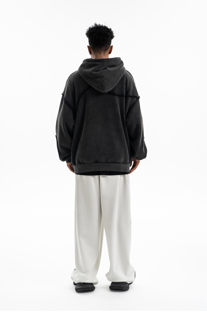 Cotton Paneled Exposed Seam Hoodie