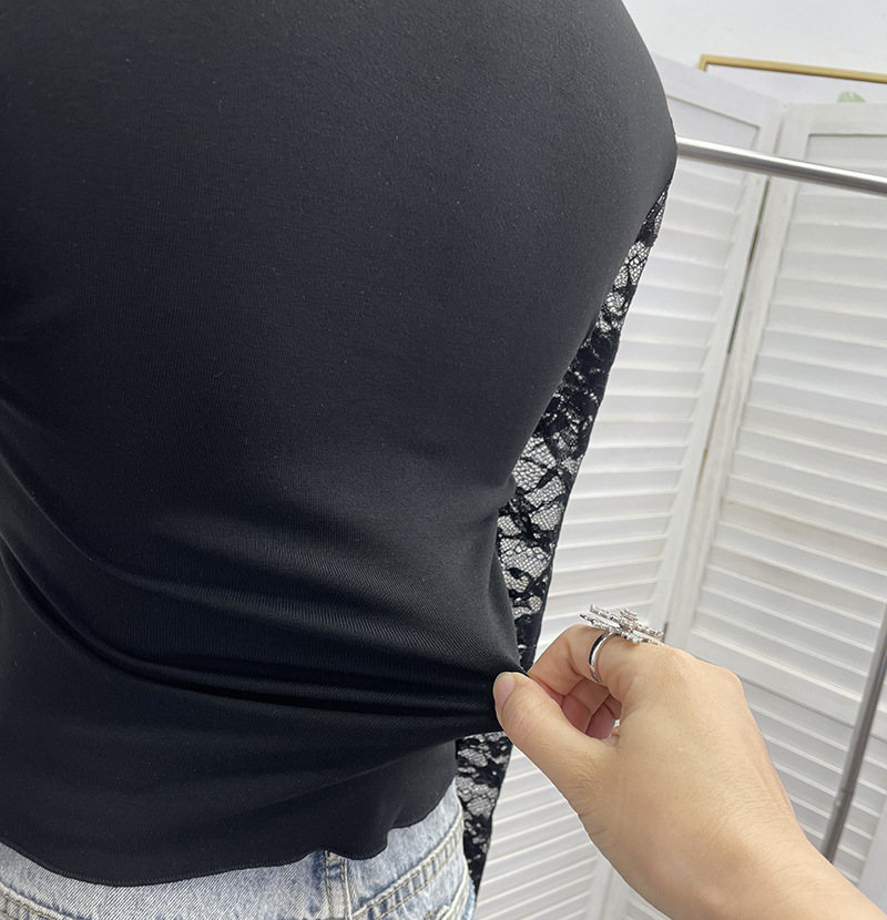 Plunging Wrist-Length Cropped Asymmetric Hem Cinch-Waist Top