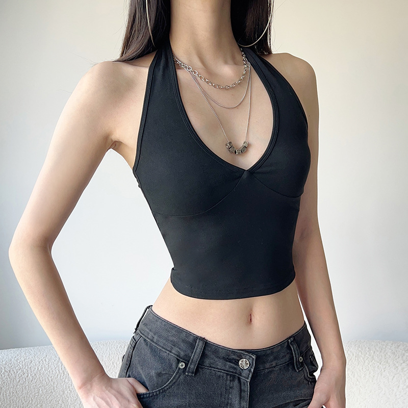 Halter Draped Body-Hugging Milk Silk Vest
