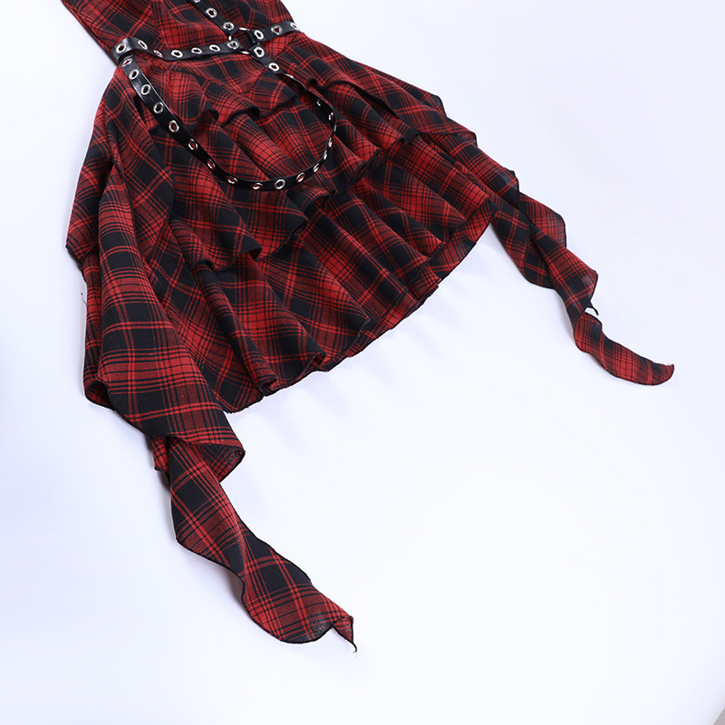 Urban Asymmetric Checkered Tube Dress
