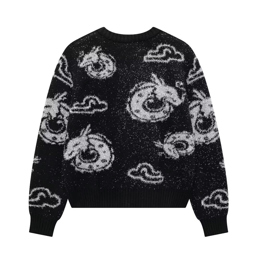 Plain Polyester Button-Up Sweater