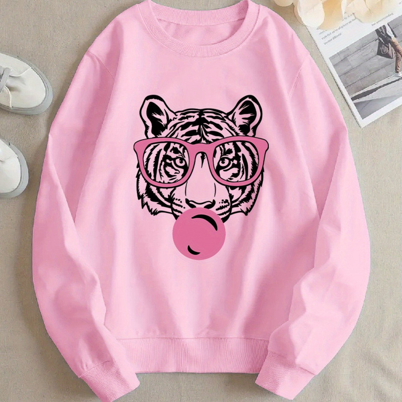 Women's Striped Cat Graphic Sweatshirt